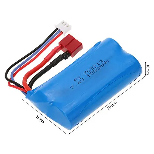 EBOYU(TM) 7,4 V 1500 мА/ч, Батарея с Т-образный разъем для FEIYUE FY-03 FY01 FY02 Wltoys 12428 12401 12402 12403 12404 12423+ другие машинка на радиоуправлении