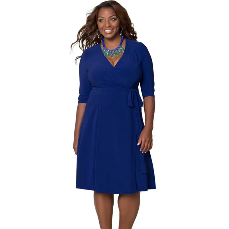 Плюс Размеры Для женщин платья 2017 В шеи сексуальные для Осенне-зимняя Дамская