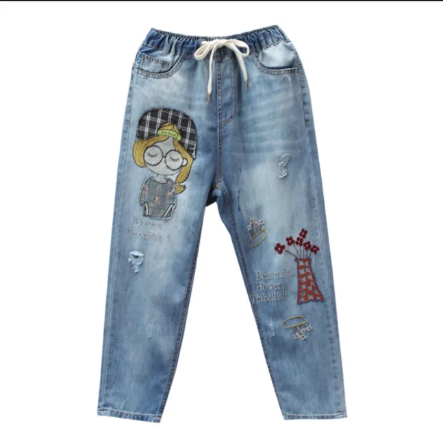 Летние джинсы женские Ретро эластичные талии повседневные джинсовые брюки новые