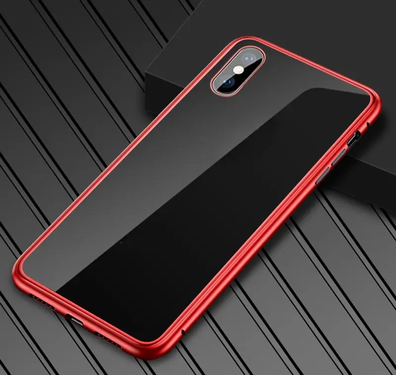 Suntaiho Магнитный адсорбционный чехол для iPhone 7 plus металлический бампер+ 9H чехол из закаленного стекла для iPhone X 8 чехол для телефона s