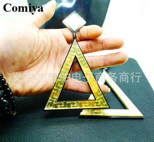 Новые золотые капли большие геометрические треугольники подвесные серьги панк стиль бижутерия серьги на.