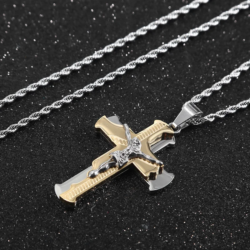 Модная подвеска-крест из нержавеющей стали золотого/серебряного цвета