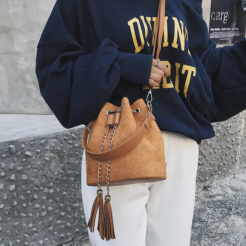 Бесплатная доставка женская сумка-ведро на цепочке Корейская версия сумки через