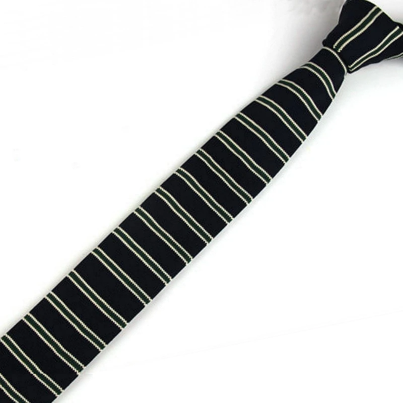 

Men's Darkgreen White Striped Neck Tie Classical Knit Tie Slim Skinny Knitted Ties Groom Wedding Party Business Necktie ZZLD131