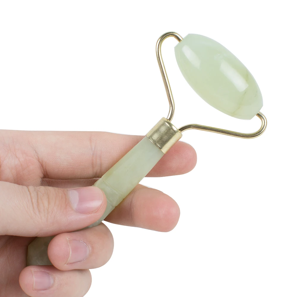 Натуральный красивый полированный зеленый нефрит косметический массаж лица