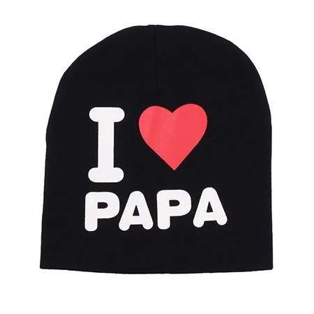 PAPA Black Весна осень унисекс для маленьких мальчиков и девочек дети младенец Начинающий ходить малыш теплый зимний хлопок мягкие милые шапки шапка бини I LOVE PAPA MAMA Print - Цвет: PAPA Black