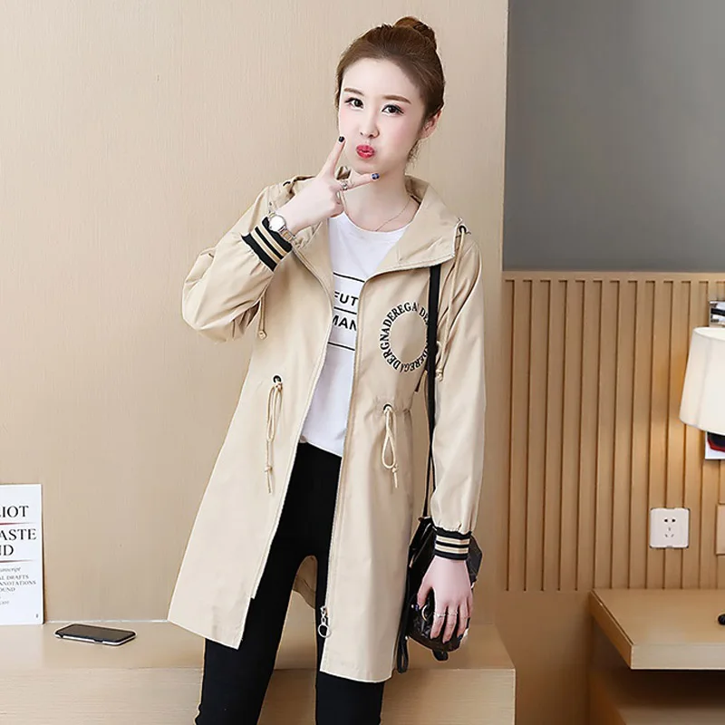 Fashion New Women Trench Coat Solid Loose Hooded Pocket Zipper Lightweight Windbreaker Outwear Female Casual 2019 Plus Size Q386 | Женская