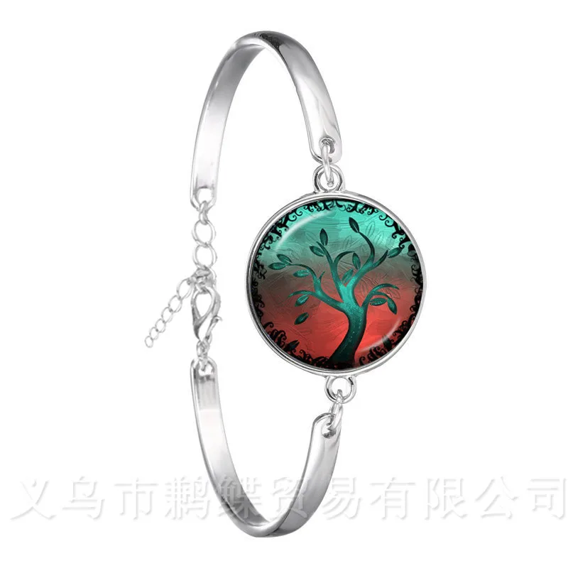 Dusk Tree of Life Bracelet Glass Cabochon Silver Plated Chain Bangles For Men Women Children Creative Gift | Украшения и