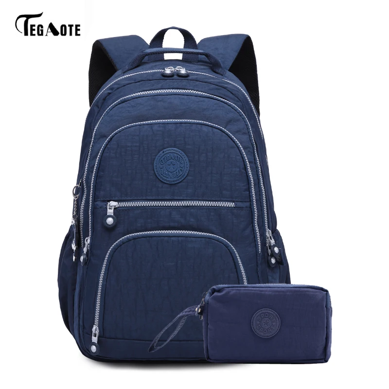 TEGAOTE 2 шт./компл. школьный рюкзак для девочек-подростков Mochila Feminina Для женщин рюкзаки нейлон Повседневное ноутбук чехол-сумка для телефона кошелек женский