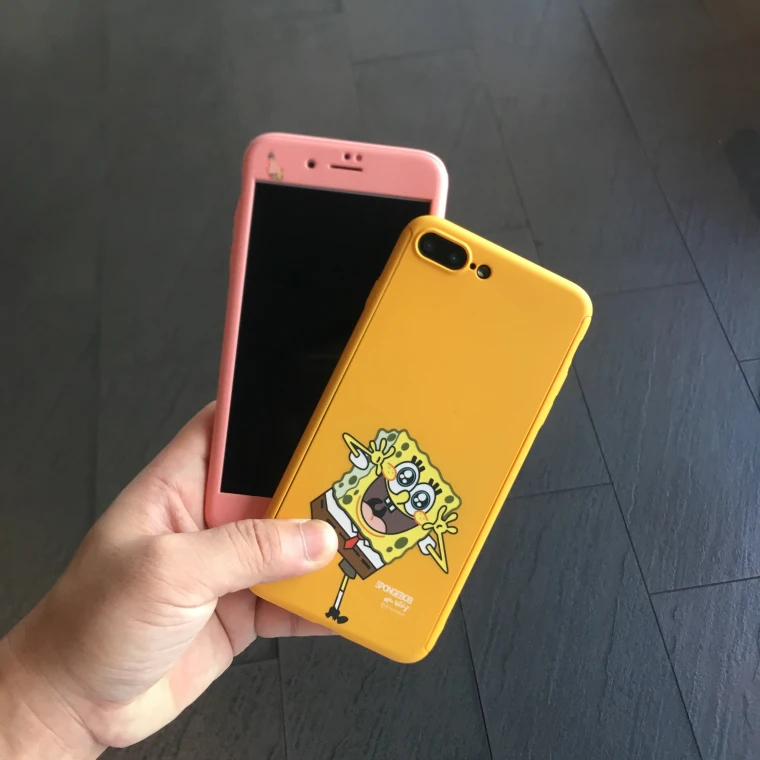 Для iphone 8 plus мультяшная Губка Боб Передняя и задняя чехол для 7 6 S 6splus Mr. Krabs