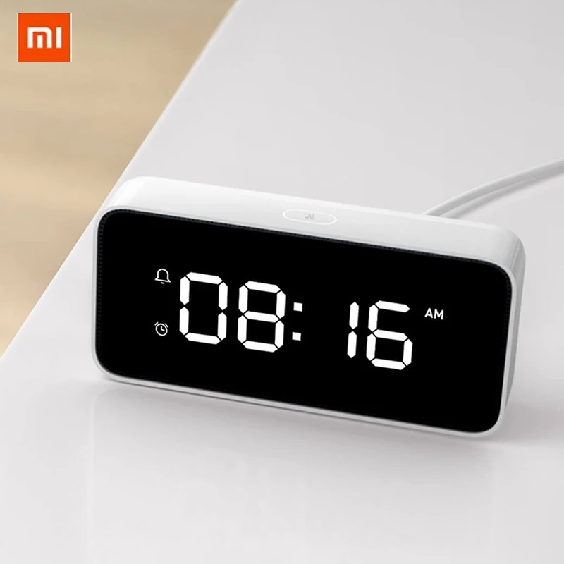 Original Xiaomi Xiaoai Smart AutomaticTime Calibration Mi Home App Alarm Clock Voice Broadcast ABS Table Dersktop Clocks | Электроника