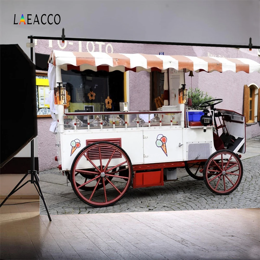 Laeacco улица тележка мороженое фон для фотосъемки индивидуальные фотографические