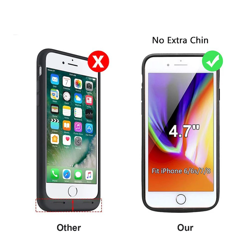 Внешний аккумулятор Ext power, 5500 мА/ч, чехол для IPhone 6, 6s, 7, 8, перезаряжаемый, расширенная зарядка, Внешнее зарядное устройство, запасное, черный, внешний аккумулятор