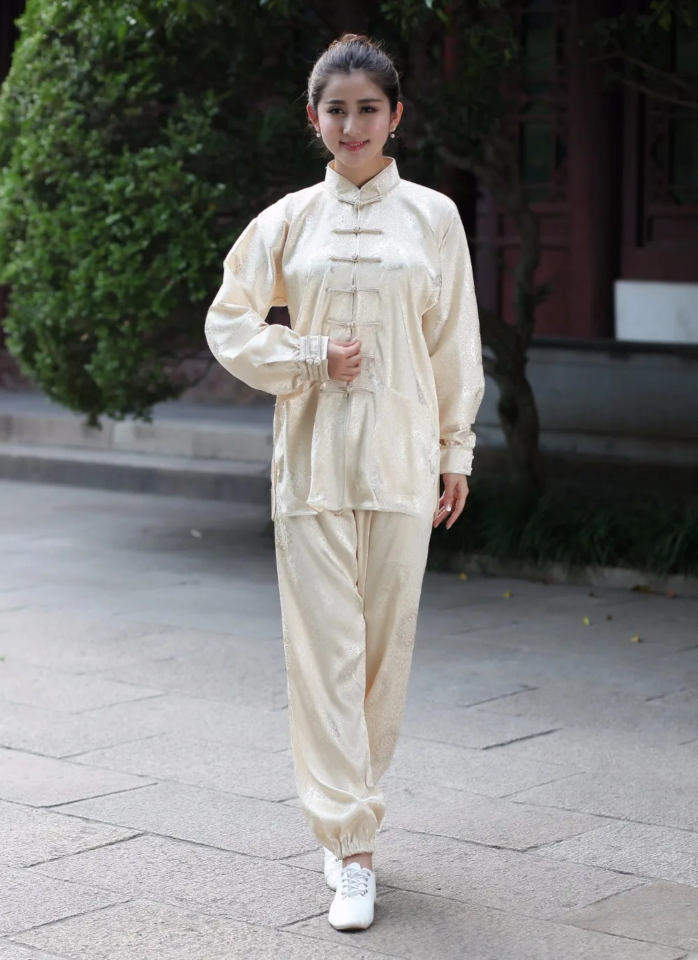 

Shanghai Story Silk kung fu set chinese Tai chi suit long sleeve shirt + pants for women kungfu uniform 6 Style