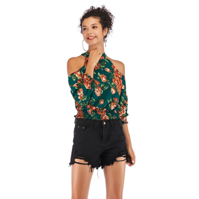 

Повседневное женское с цветочным узором Топ и блузки Nine Quarter 2019 весна лето модные рубашки
