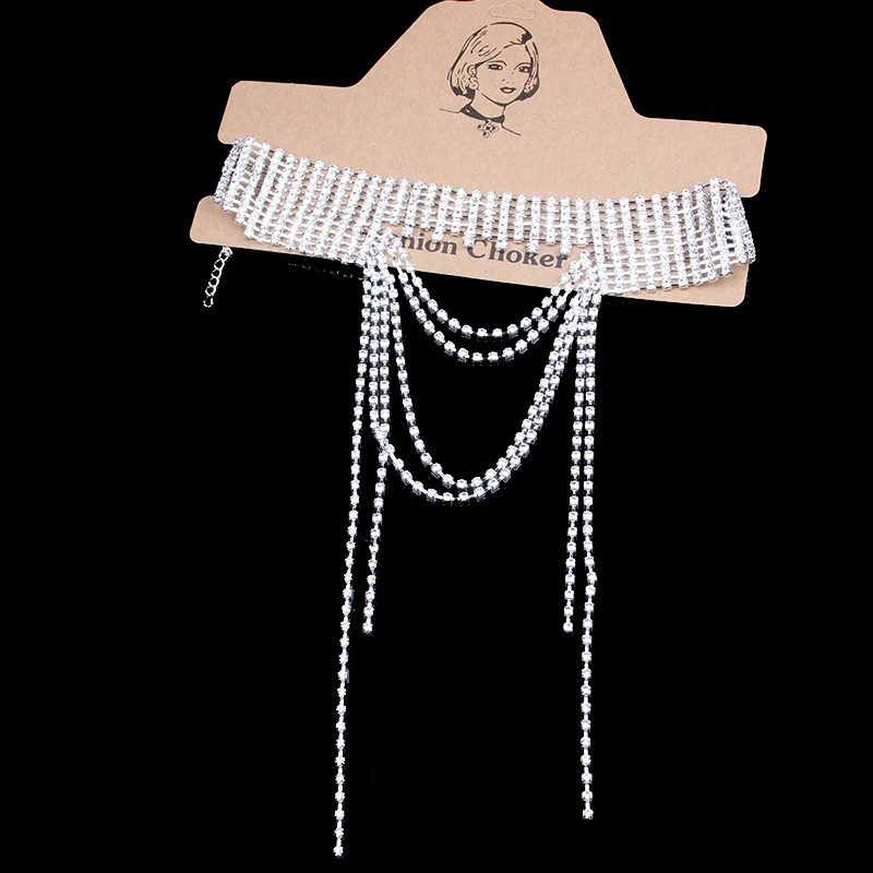 Женское длинное ожерелье-чокер StoneFans украшение с бахромой стразы для клуба