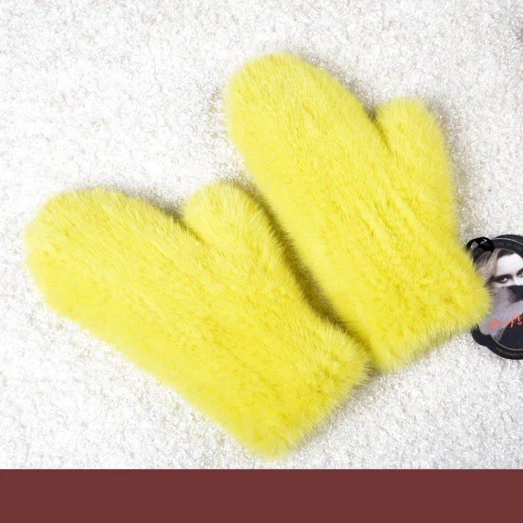 yellow A 006 Новые популярные зимние женские перчатки из натурального меха норки милые женские перчатки из натурального меха норки Хорошие эластичные женские зимние вязаные - Цвет: yellow A