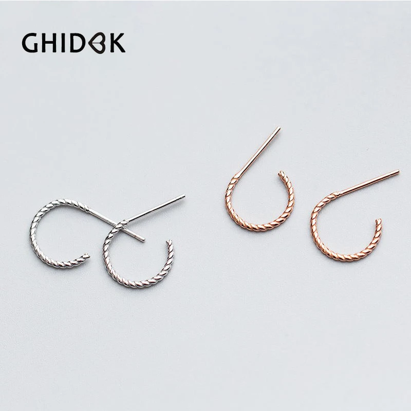 GHIDBK реальные 925 пробы серебро открытые переплетенные серьги кольца для Для
