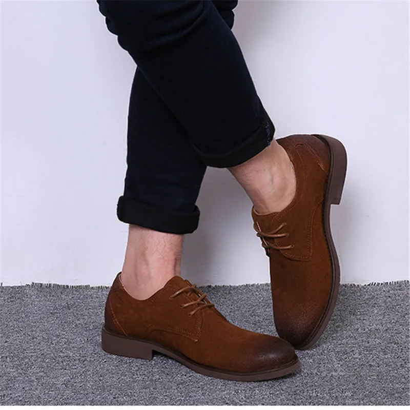 

28-65 Cow Suede Men Oxfords For Men Dress Shoes Lace Up Vintage