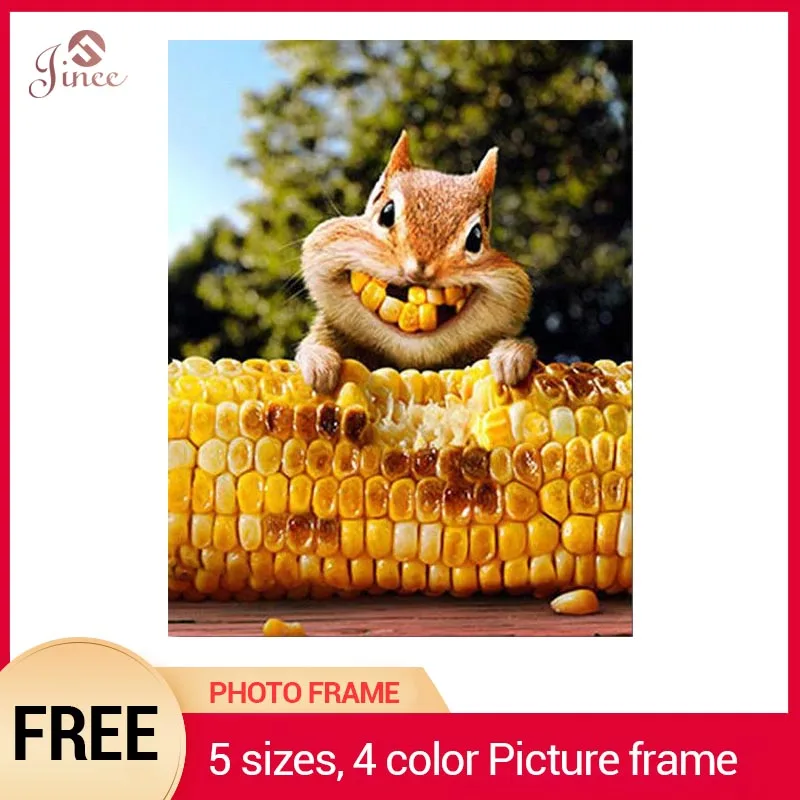 

New 5D animal DIY Diamond Embroidery Kits Corn Squirrel Diamond Painting Cross Stitch Animal Picture Home Decor Gift