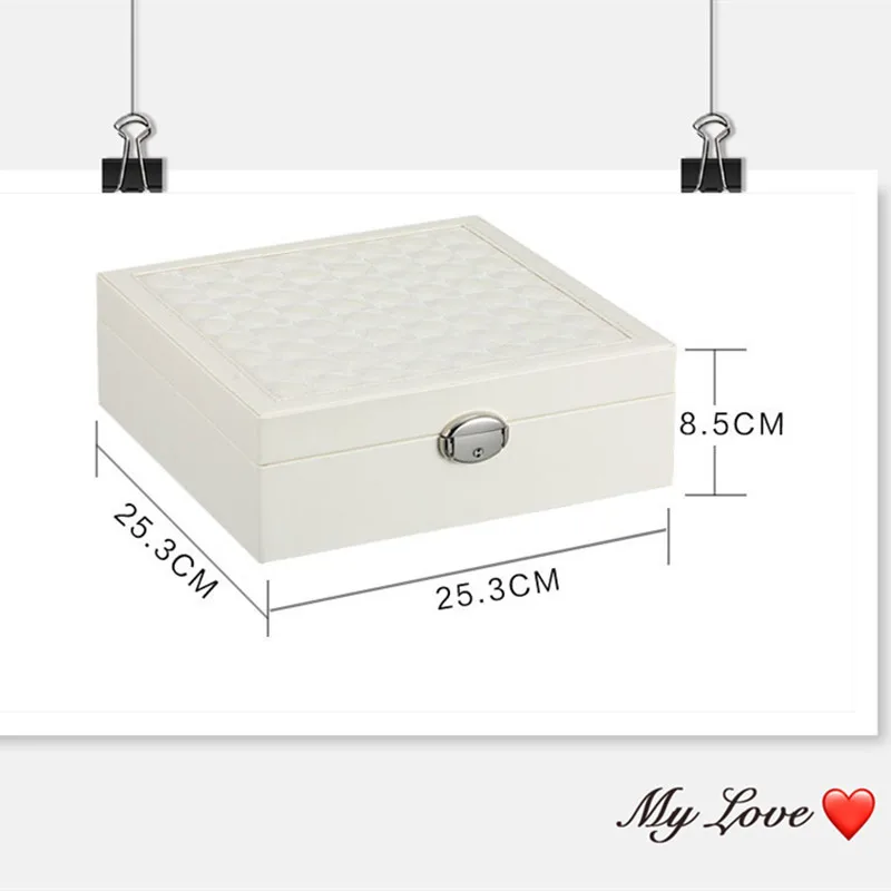 Solid Color Woodiness environmental PU leather Jewelry Box Makeup Travel Case Birthday Gift Ring Earrings etc.