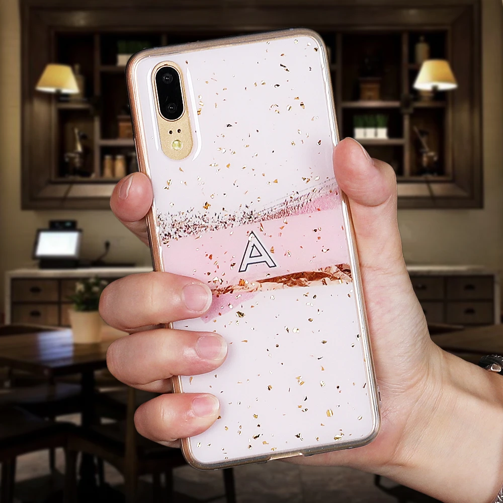 LOVECOM чехол для телефона huawei P20 P30 Pro Lite mate 20 Pro Nova 3i 4 Золотая пудра мрамор сердце мягкая эпоксидная задняя крышка чехол подарок