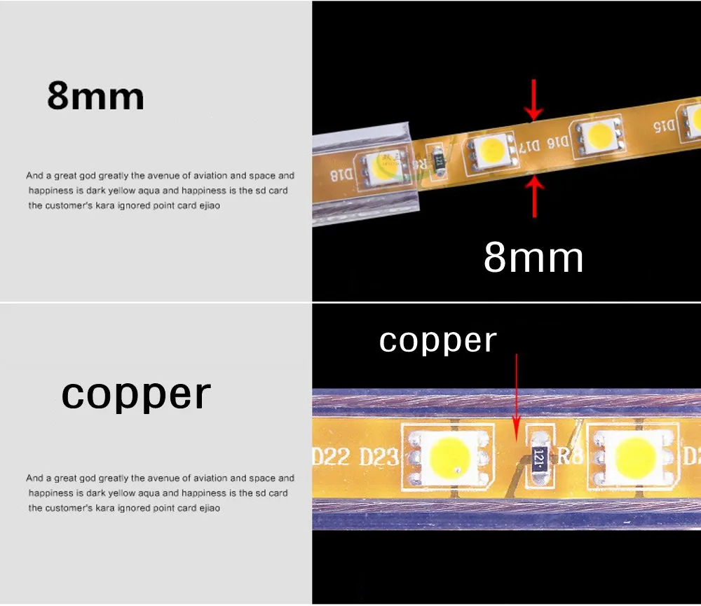 Водонепроницаемая SMD 5050 Светодиодная лента AC220V синяя гибкая светодиодная лента 60 светодиодов/метр наружное садовое освещение с европейской вилкой питания
