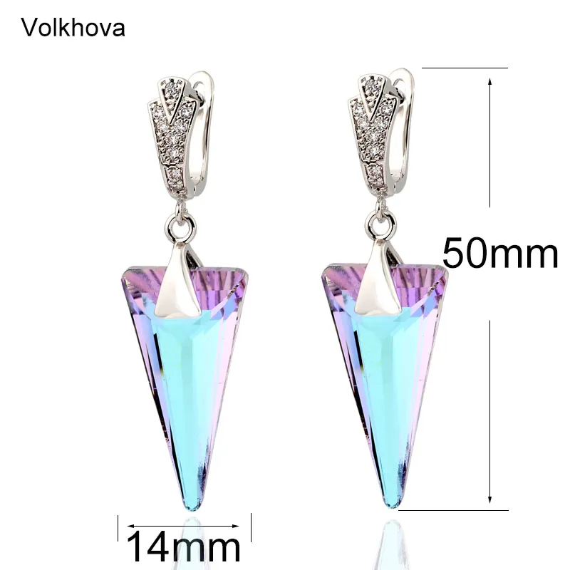 Женские серьги подвески из треугольного хрусталя роскошные длинные