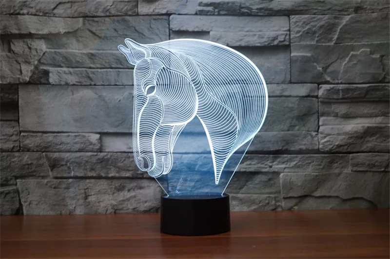 USB, новинка, подарки, 7 цветов, меняющий животное, Luces, лошадь, светодиодный ночник, 3D светодиодный настольный светильник, современный Декор для дома