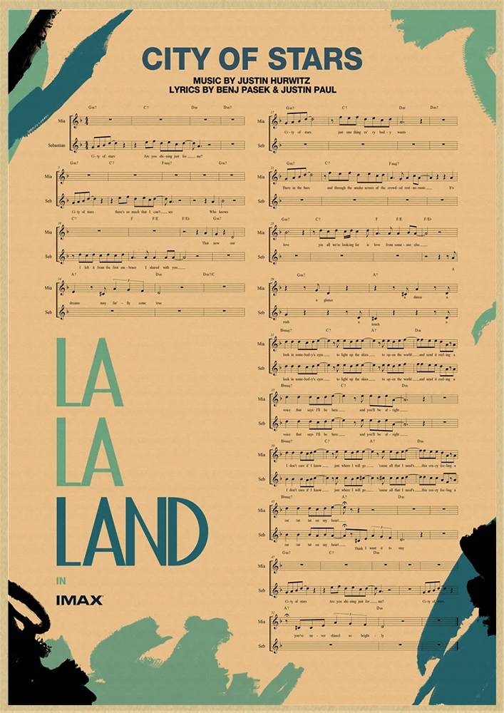LA LAND фильм плакат из крафт-бумаги плакаты настенные наклейки домашний декор домашний художественный бренд - Цвет: Белый