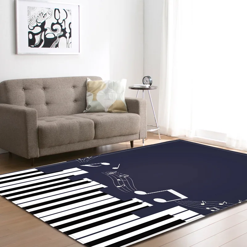 

Literary piano rugs and carpets for home living room black and white music carpet alfombra soft parlor baby room kids play mat