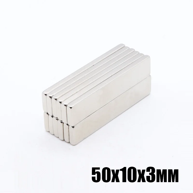 

10 шт. 50x10x3 мм блок магнит 50*10*3 мм N35 Сильный квадратный NdFeB редкоземельные магниты неодимовые магниты 50 мм x 10 мм x 3 мм