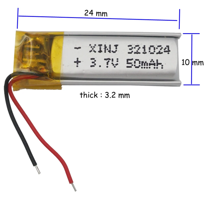 XINJ 3 7 V 50mAh полимерный литиевый аккумулятор 321024 для наушников Bluetooth очков