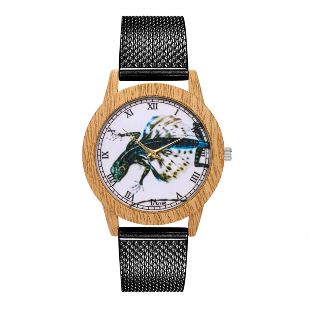 Модные женские наручные часы с деревянным лицевым покрытием зеркальные