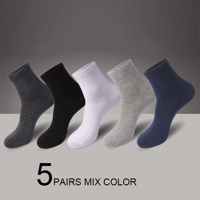 5 pairs mixed 10 пар/лот, хлопковые носки для мужчин, черные, деловые, теплые, дышащие, дезодорирующие, мужские носки, Meias, подарок, плюс size42-45, новинка - Цвет: 5 pairs mixed