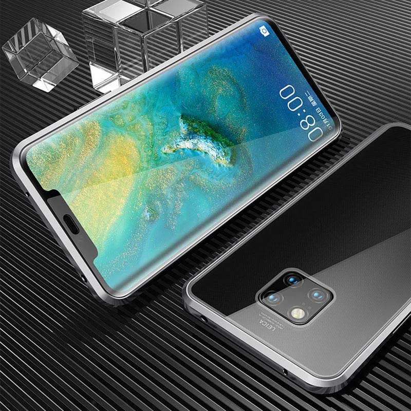 For Huawei P30 Pro Magnetic Case Front+Back double-sided Tempered Glass for Mate 20 P20 Metal Bumper |