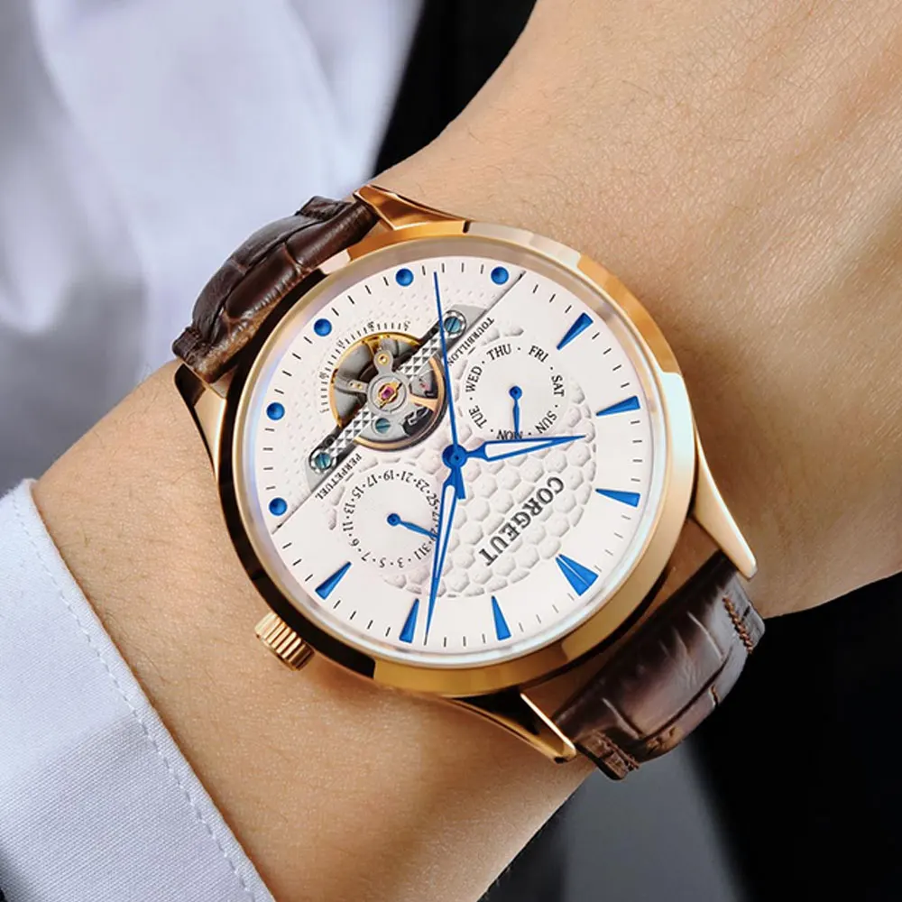 Relojes 2019 часы для мужчин Corgeut модные автоматические мужские розовое золото Топ