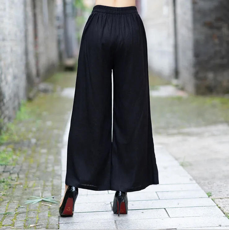 2018 Осенние новые свободные льняные брюки в Ретро этническом стиле с