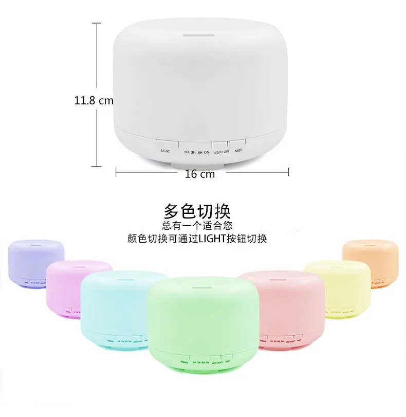 600ml Air Humidifier for Home Ultrasonic Timing Aroma Essential Oil Diffuser Mist Maker 7 Colors LED Light Night | Бытовая техника
