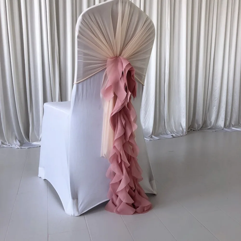 100 шт. предварительно привязанные шифоновые чехлы на стулья с рюшами|Перевязи| |