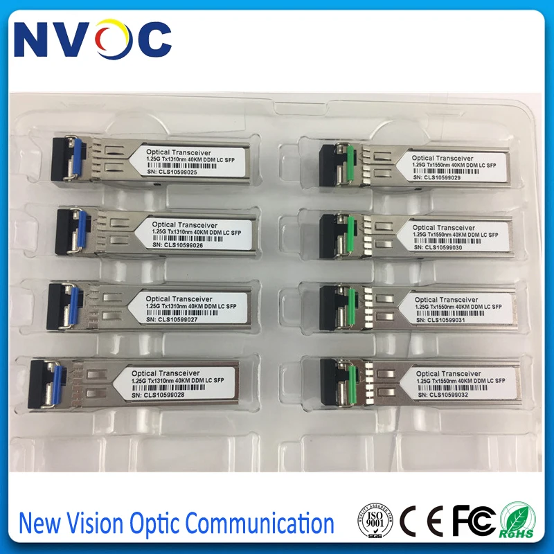 2 пар/лот одноволоконный приемопередатчик WDM 1 25G нм/нм 60 км DDM BiDi SFP с разъемом