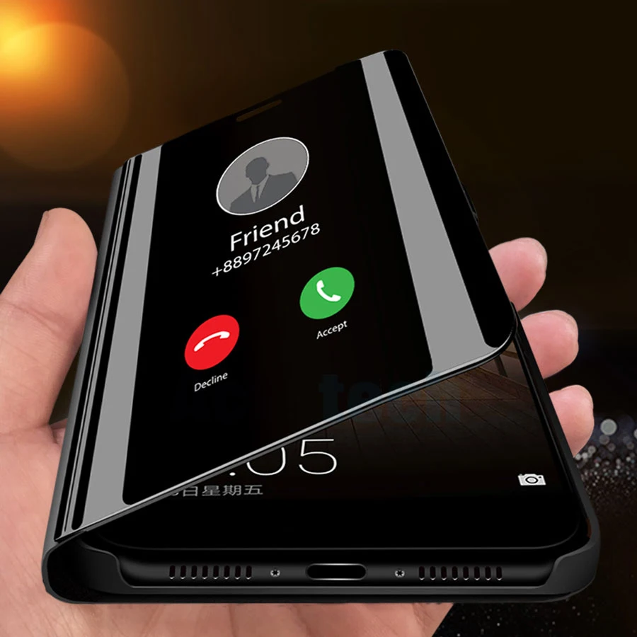 Смарт зеркало флип Caso стенд di вибрации в Piedi чехол для samsung Galaxy S10 S9 S8 A8 Plus Note 9 8 S10e M20