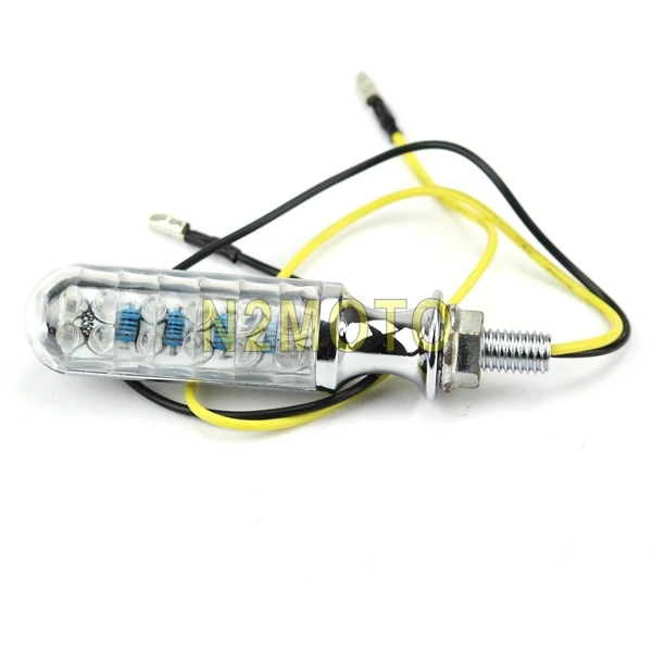 Хромированный светодиодный сигнальный фонарь для мотоцикла 2 шт. янтарный