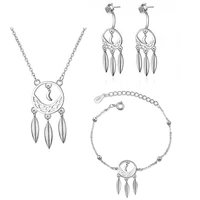 yaologe 925 sterling silver simple hollow round crescent dream catcher jewelry set girl birthday party jewelry gift