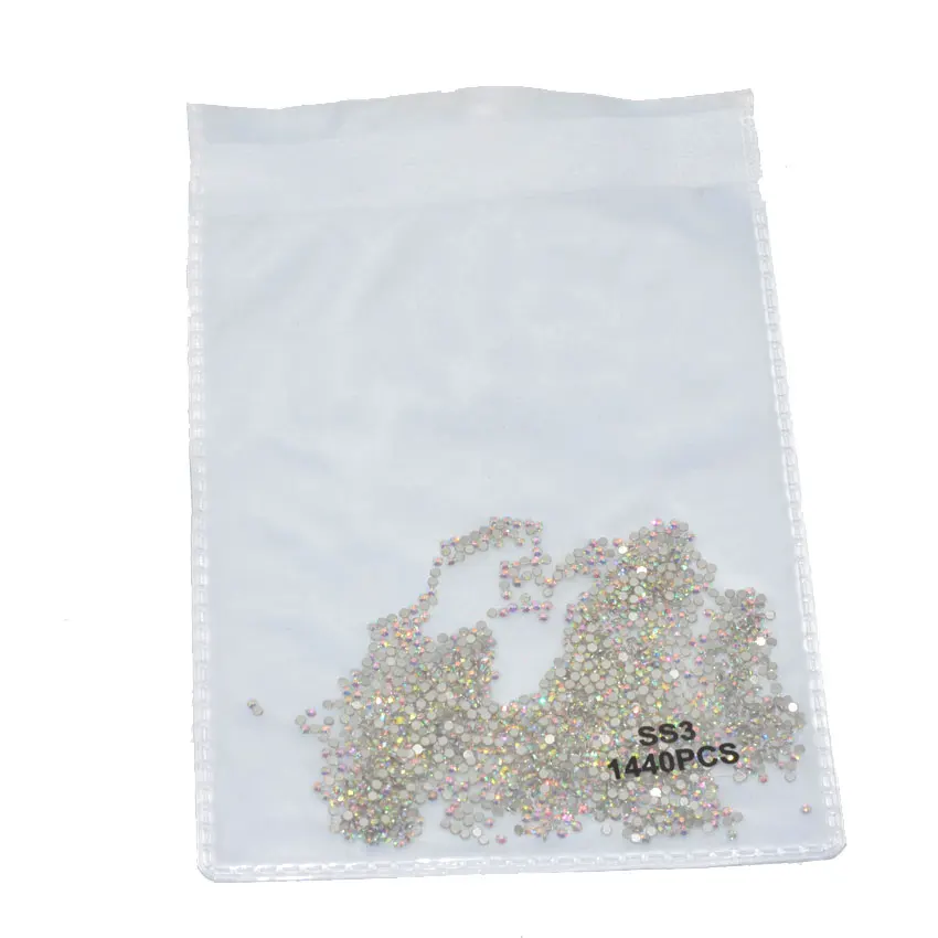 SS3 AB 1440pcs Стразы для нейл-арта, Хрустальные стеклянные камни, 3D сделай сам, украшение для нейл-арта, смешанный размер 6/9, плоская задняя сторона, не горячая фиксация клей на драгоценных камнями - Цвет: SS3 AB 1440pcs