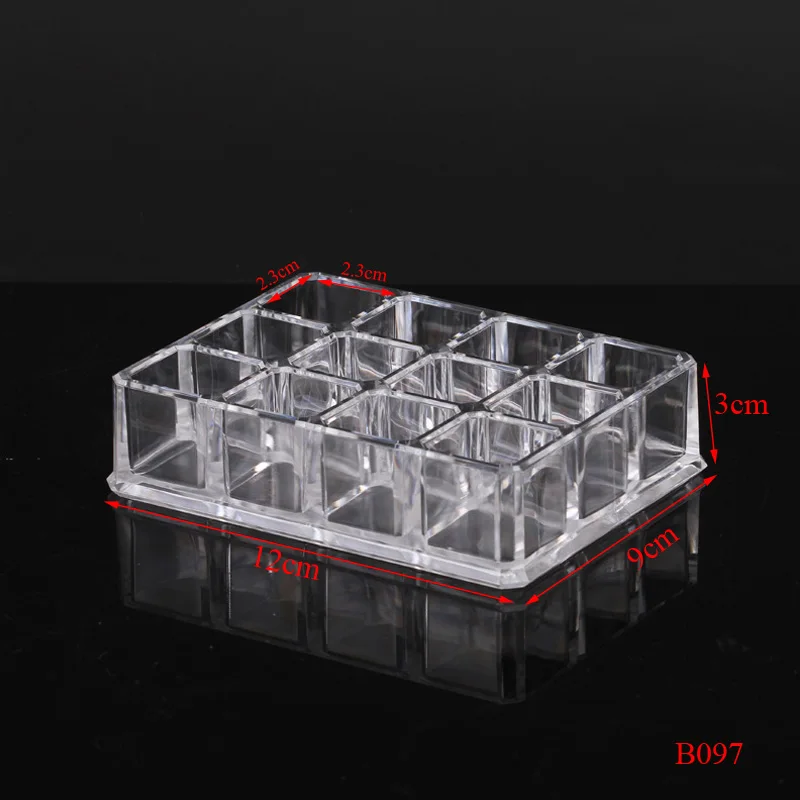12 grids Прозрачная PS стойка для помады, органайзер для лака для ногтей, коробка для хранения ювелирных изделий, стойка для лака для ногтей, органайзер для макияжа - Цвет: 12 grids