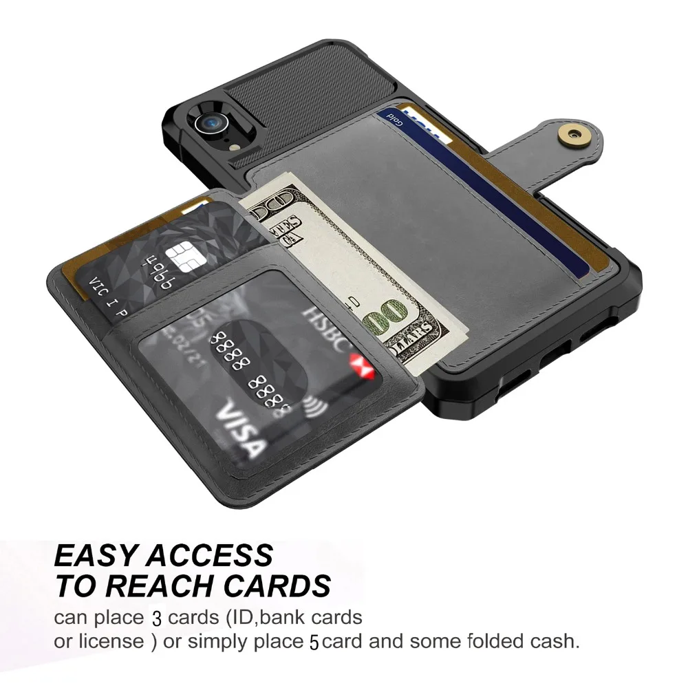 Luxury PU Leather Wallet for iPhone 12 11 SE XS XS Max 7 8 6 6S Plus Cases Wallet Flip Cover Buckle for Apple iPhone XR Fundas
