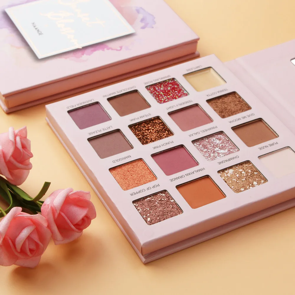 Pink 16 colors 16 цветов мерцающие блестящие тени для век Пудра матовые тени для век Косметика роскошный макияж brochas maquillaje beauty pinceaux maquillage - Цвет: Pink 16 colors