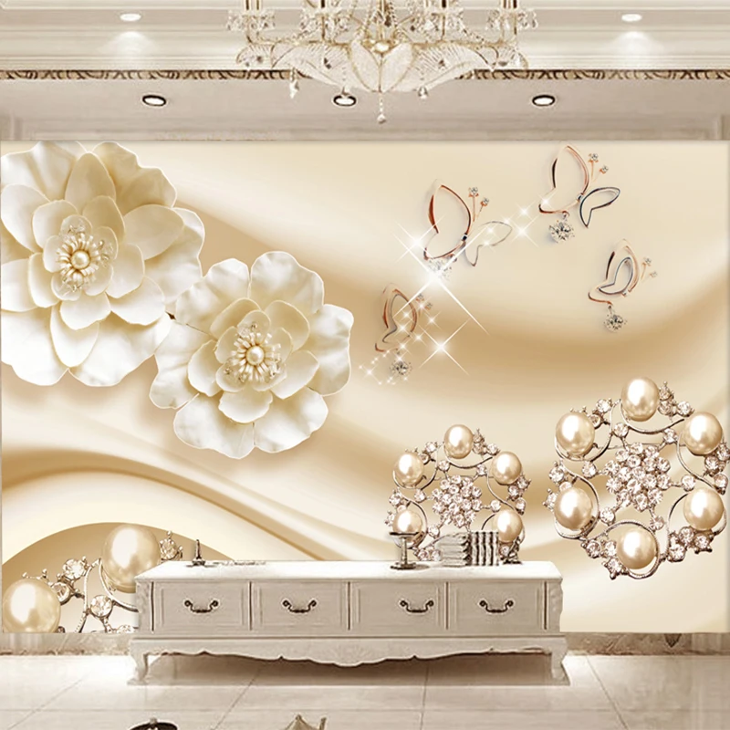 Пользовательские фото обои 3D стерео ювелирные изделия Бабочка Цветы Фрески