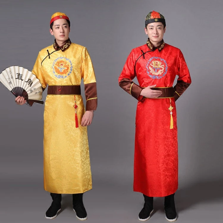 

Hot Sales 2 Color Men Qing Dynasty Costume Hanfu Costume Prince Robe Traditional National Tang Suit Stage Costumes